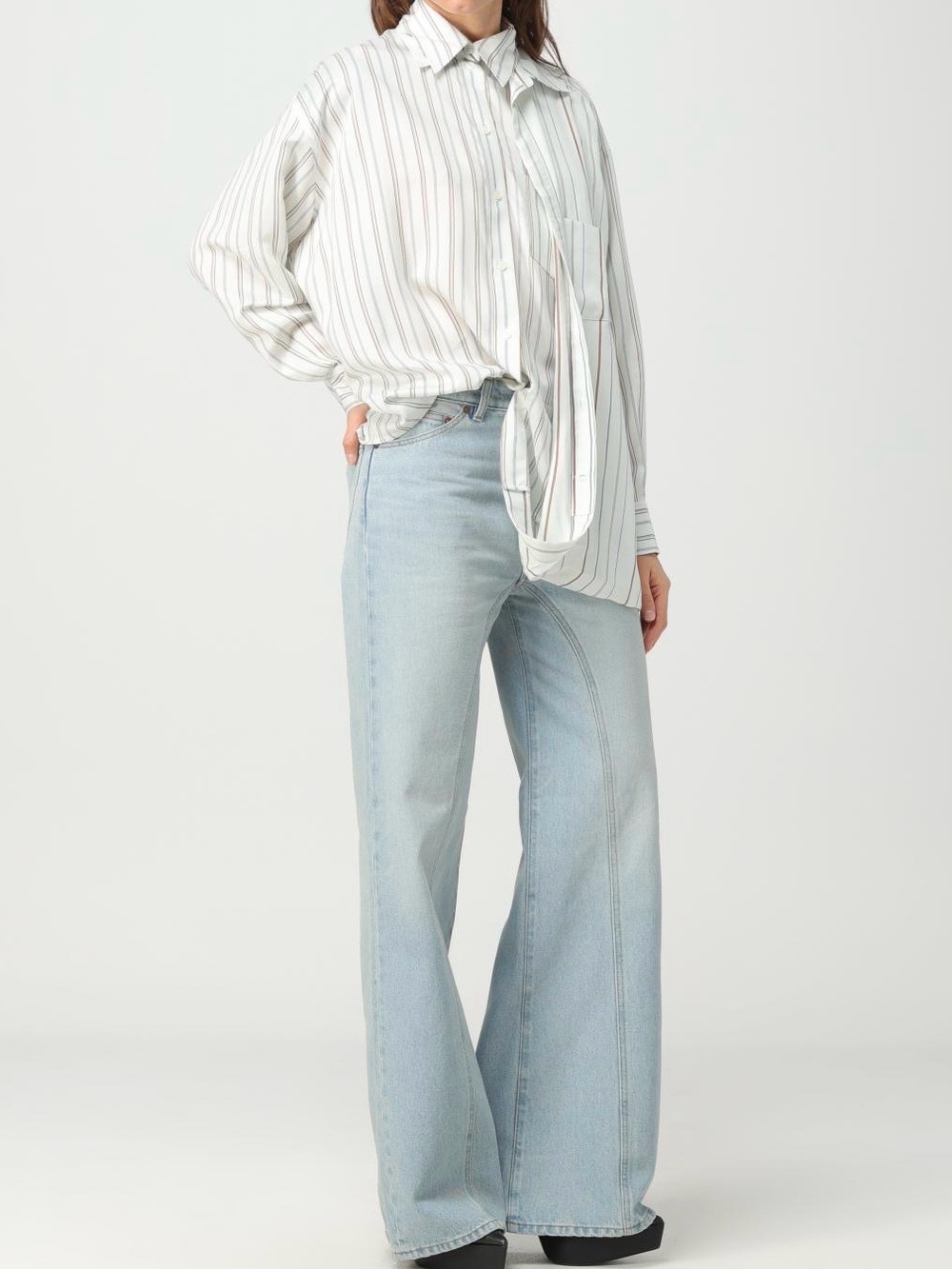 Victoria Beckham Blue Bianca Wide Leg High Waist Jeans Size 25